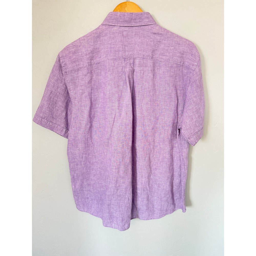 Murano Baird McNutt Irish Linen Shirt Mens Large Purple Short Sleeve Button Down - Picture 4 of 6